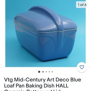 Vintage Hall blue loaf pan with lid.